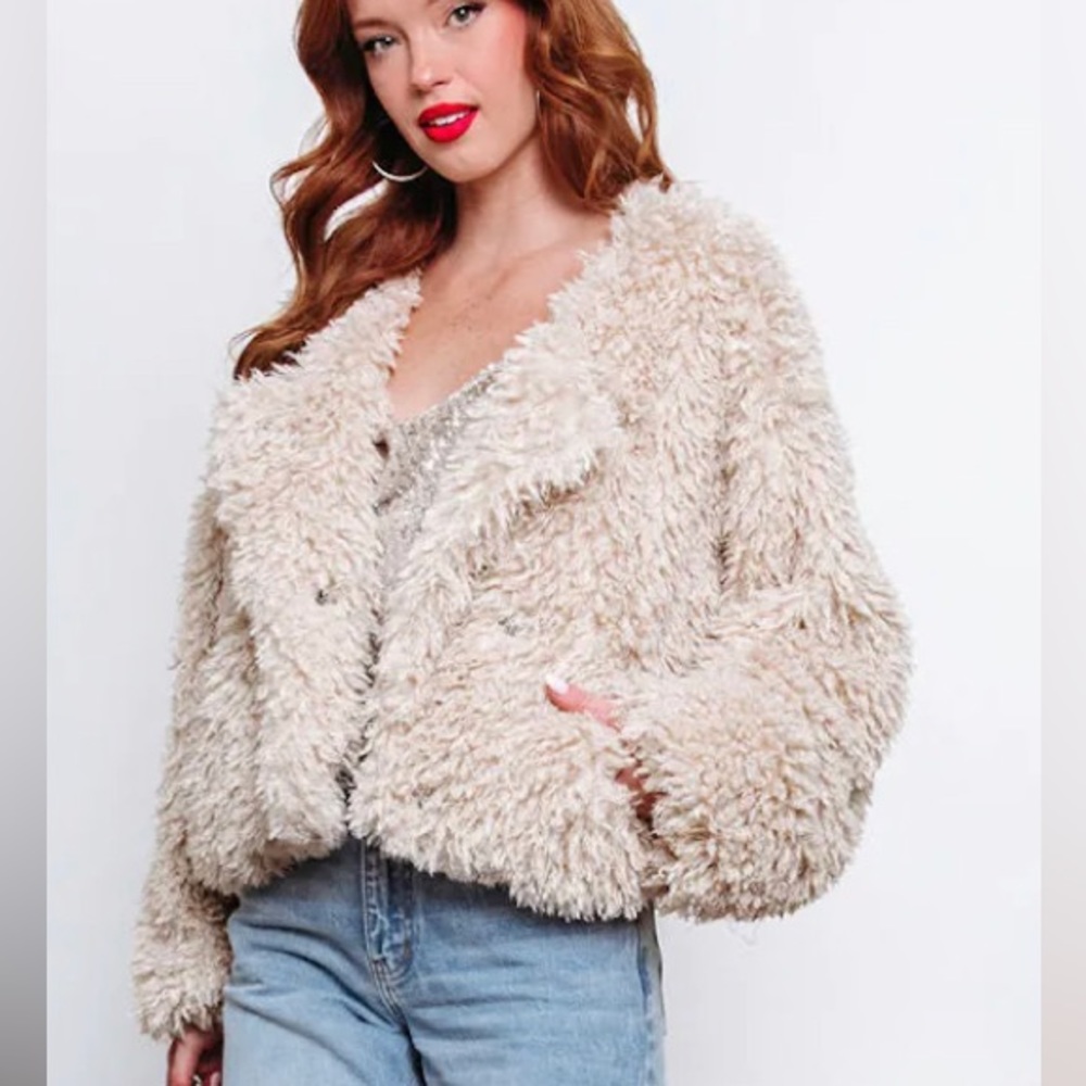 VICI Cream Faux Fur Jacket
